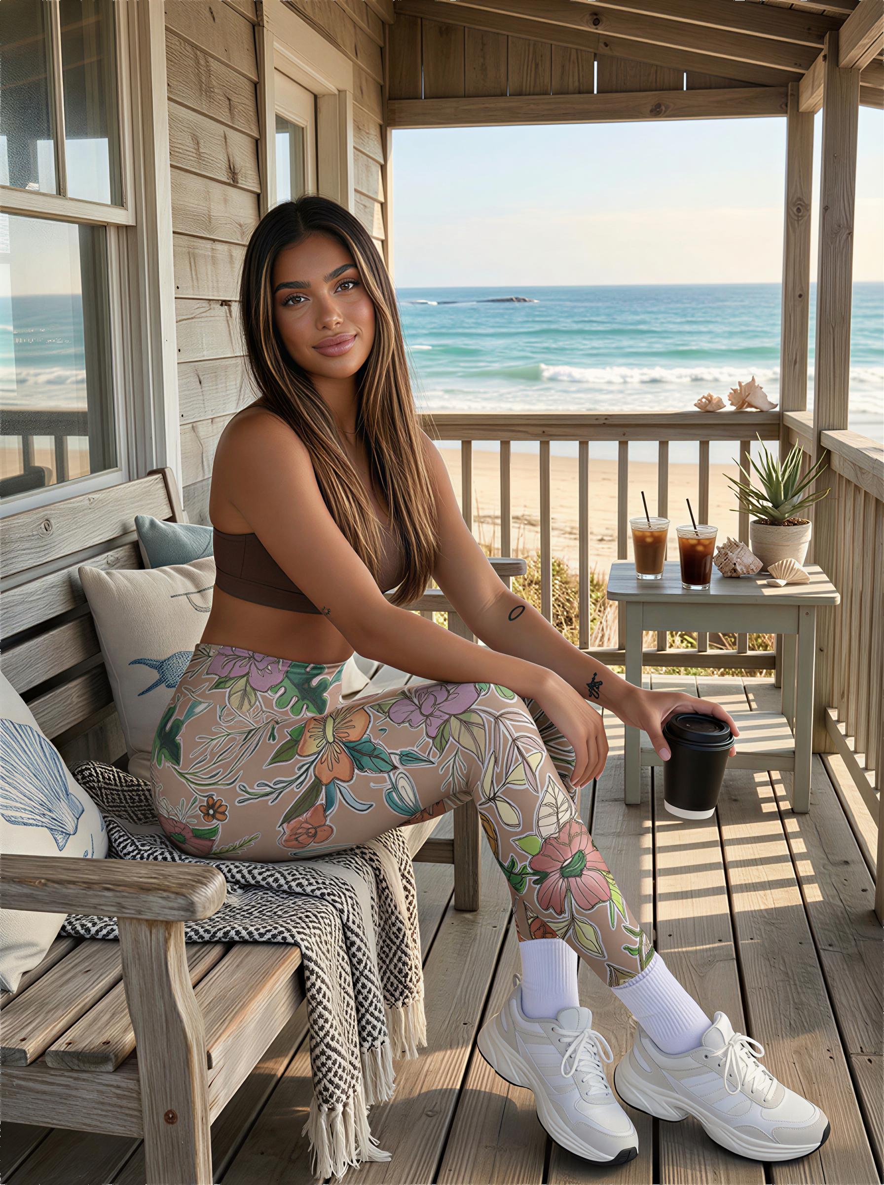Morandi Hand-Drawn Bloom Leggings